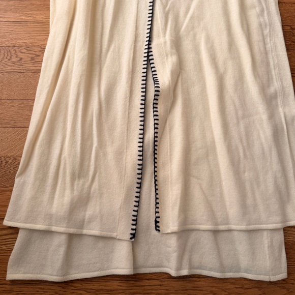 STAUD Cream Long Sleeve Dress and cardigan set with Black Trim - Picture 3 of 5